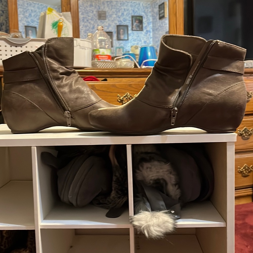 Grey ankle boots